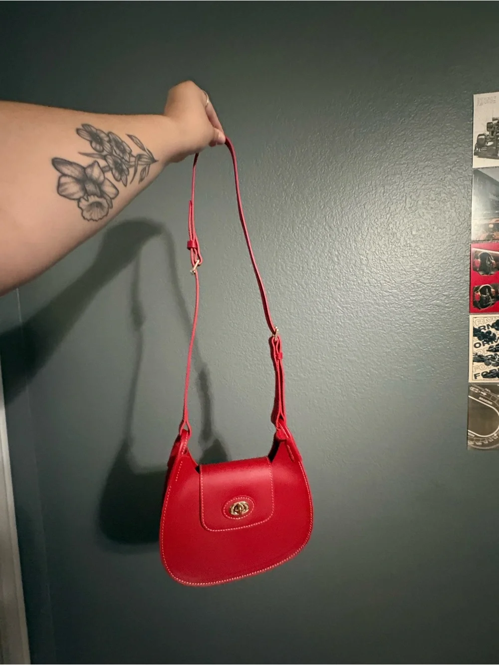 Dooney & Bourke Red Leather Crossbody with Turn-Lock